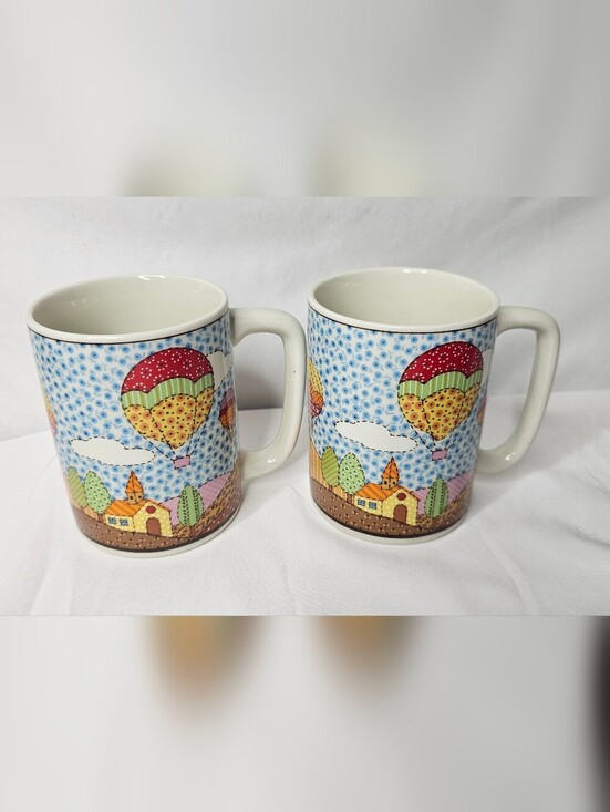 Otagiri Other - Vintage Otagiri Japan Hot Air Balloon Mug Set of 2 Ceramic Coffee Cups Village⁷